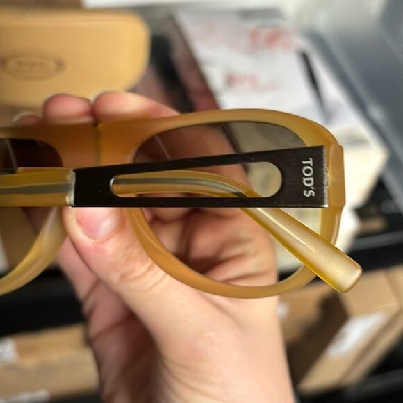 NEW NWT $415 Tod's Sunglasses Dark yellow unisex yield glasses - Picture 6 of 7